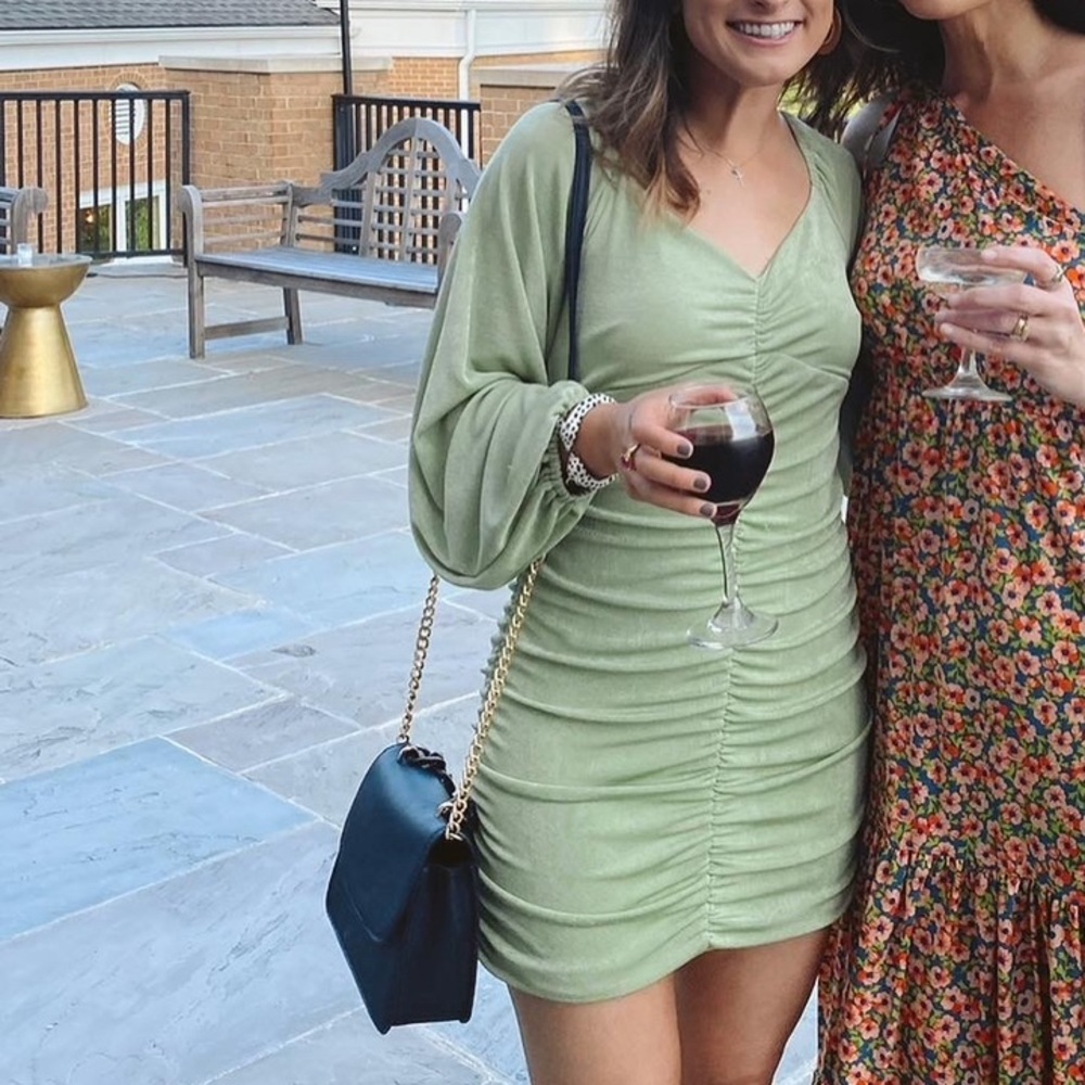 Elegant Green Ruched Dress